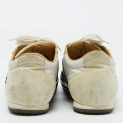 Hermes White/Black Leather and Suede Tie Break Sneakers Size 39