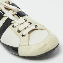 Hermes White/Black Leather and Suede Tie Break Sneakers Size 39