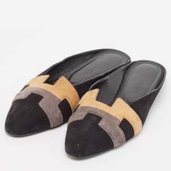 Hermes Tricolor  Suede Roxane Mules Size 38