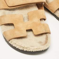 Hermes Tan Suede Chypre Sandals Size 40.5