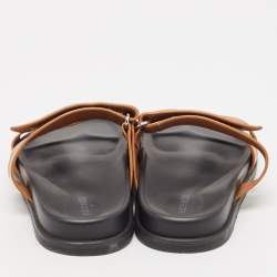 مملوكة مسبقًا Hermes Brown Leather Chypre Sandals Size 39