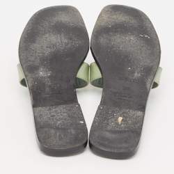 Hermes Green Patent Leather Oran Flat Slides Size 38.5