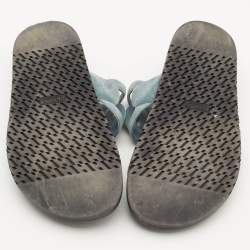 Pre Owned Hermes Light Blue Suede Extra Flat Sandals Size 40