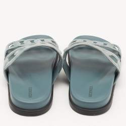 Pre Owned Hermes Light Blue Suede Extra Flat Sandals Size 40