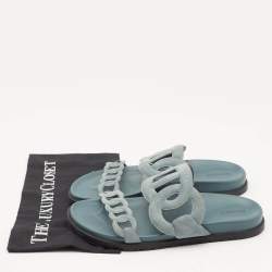 Pre Owned Hermes Light Blue Suede Extra Flat Sandals Size 40