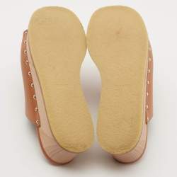 Hermes Tan Leather Ellipse Platform Sandals Size 40