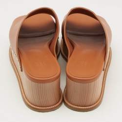 Hermes Tan Leather Ellipse Platform Sandals Size 40