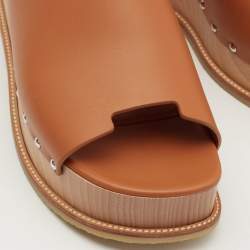 Hermes Tan Leather Ellipse Platform Sandals Size 40