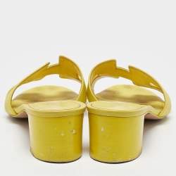 Hermes Yellow Leather Oasis Slide Sandals Size 38