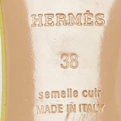 Hermes Yellow Leather Oasis Slide Sandals Size 38