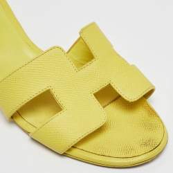 Hermes Yellow Leather Oasis Slide Sandals Size 38