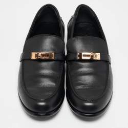Hermès Black Leather Destin Loafers Size 39