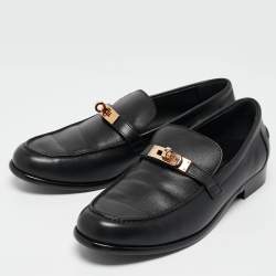 Hermès Black Leather Destin Loafers Size 39