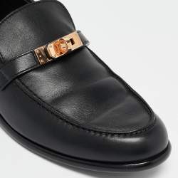 Hermès Black Leather Destin Loafers Size 39