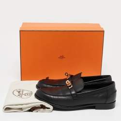 Hermès Black Leather Destin Loafers Size 39