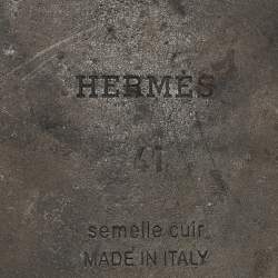 مملوكة مسبقًا Hermès Black/Brown Printed Leather Oran Flat Slides Size 41