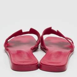 مملوكة مسبقًا Hermès Pink Leather Oran Flat Slide Sandals Size 38