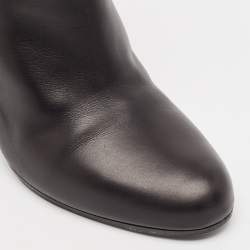 Hermes Black Leather Saint Germain Block Heel Ankle Boots Size 39