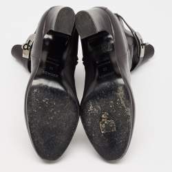 Hermes Black Leather Saint Germain Block Heel Ankle Boots Size 39
