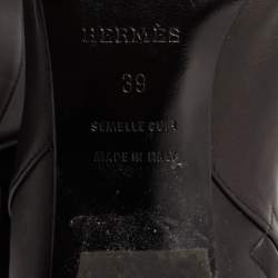 Hermes Black Leather Saint Germain Block Heel Ankle Boots Size 39