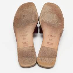 Hermes Purple Alligator Oran Flat Slides Size 37.5
