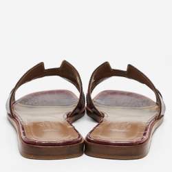 Hermes Purple Alligator Oran Flat Slides Size 37.5