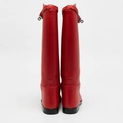 Hermes Red Leather Jumping Boots Size 39