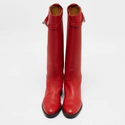 Hermes Red Leather Jumping Boots Size 39