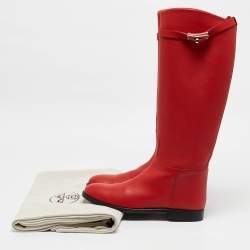 Hermes Red Leather Jumping Boots Size 39