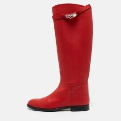 Hermes Red Leather Jumping Boots Size 39