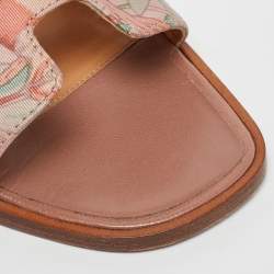 Hermes Multicolor Printed Canvas Oran Slide Sandals Size 36