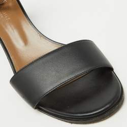Hermes Black/Orange Leather Ankle Strap Sandals Size 38.5