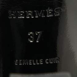 Pre Owned Hermes Black Leather Platform Ankle Strap Sandals Size 37