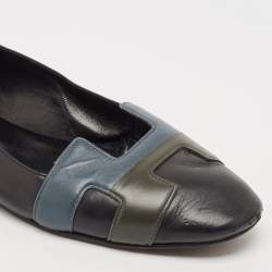 Pre Owned Hermes Tricolor Leather Nice Ballet Flats Size 39