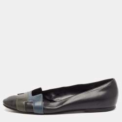 Pre Owned Hermes Tricolor Leather Nice Ballet Flats Size 39