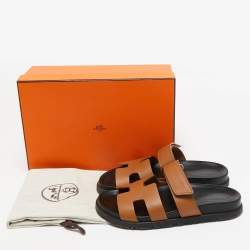 مملوكة مسبقًا Hermes Brown Leather Chypre Sandals Size 38