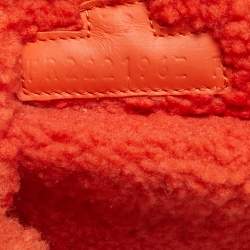Pre Owned Hermes Orange Shearling Fur Chypre Sandals Size 39