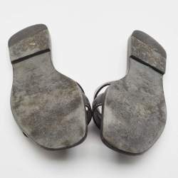 مملوكة مسبقًا Hermes Black Leather Oran Flat Slides Size 38