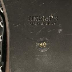 Hermes Black Leather and Shearling Carlotta Clogs Size 40