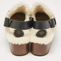 Hermes Black Leather and Shearling Carlotta Clogs Size 40