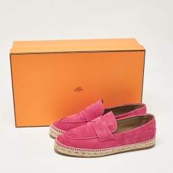 Hermes Fuchsia Suede Trip Espradrille Flats Size 39
