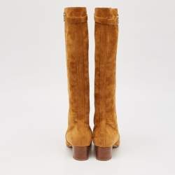 Hermes Brown Suede Knee Length Versailles Boots Size 38.5