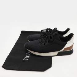 Hermes Black/White Leather and Neoprene Miles Low Top Sneakers Size 38.5
