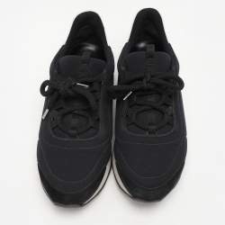Hermes Black/White Leather and Neoprene Miles Low Top Sneakers Size 38.5