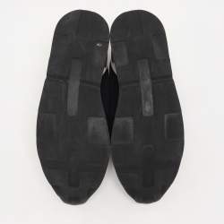 Hermes Black/White Leather and Neoprene Miles Low Top Sneakers Size 38.5