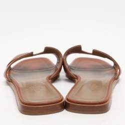 Hermes Brown Leather Oran Flats Size 39
