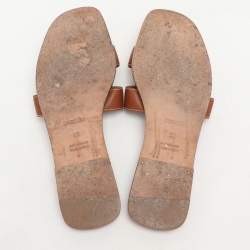 Hermes Brown Leather Oran Flats Size 39