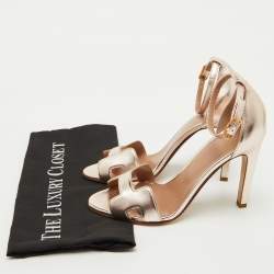 Hermes Metallic Leather Premiere 70 Ankle Strap Sandals Size 37.5