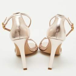 Hermes Metallic Leather Premiere 70 Ankle Strap Sandals Size 37.5