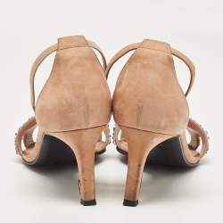 Hermes Beige Suede Embellished Premiere 70 Ankle Strap Sandals 40 